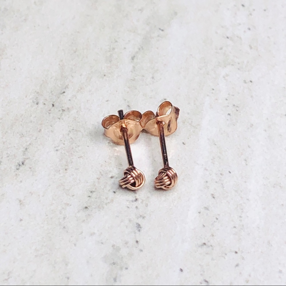 925 Sterling Silver Rose Gold Knot Earrings